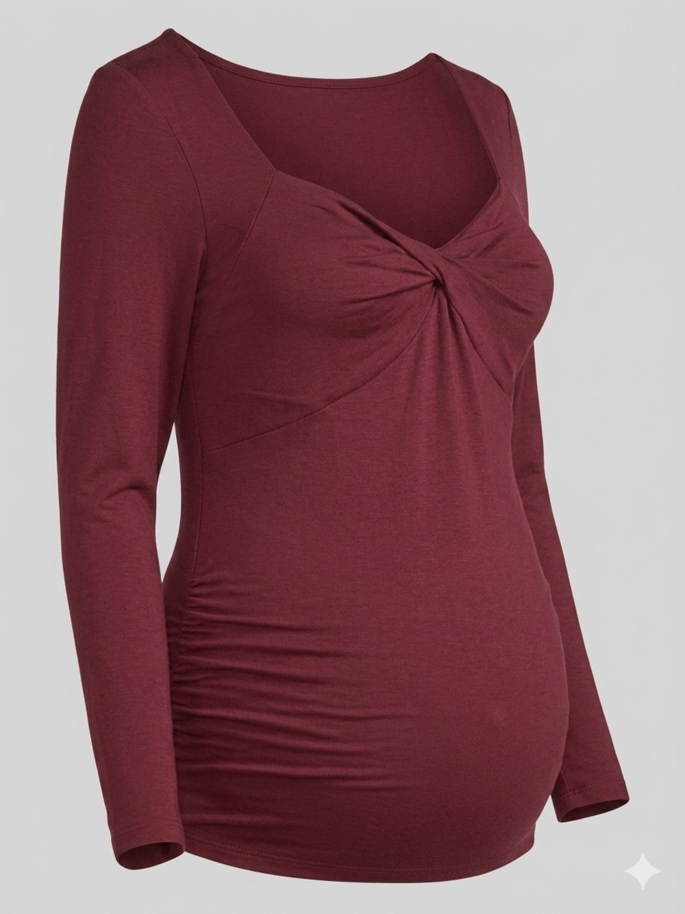 Old Navy Women's Maternity Long-Sleeve Twist Front Top - Burgundy